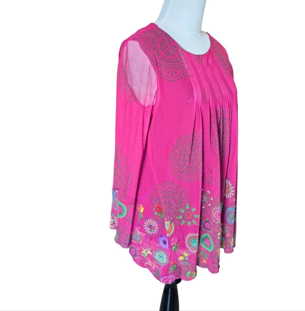 Desigual Women's Chruse Long Sleeve Shirt Pink Whimsigoth Y2K Size Small - Picture 5 of 7